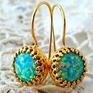18k Gold Filled With Created Opal Earrings